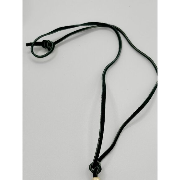 Green Tree Agate With White Heart Adjustable Leather Cord Pi Stone necklace Y2K - Picture 2 of 3